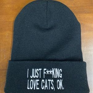 I Just F**cking Love Cats, Ok. Embroidered Beanie